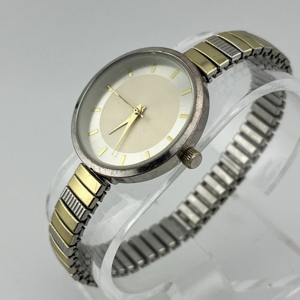 Women's‎ Two Tone 32mm Stretch Band Watch- New Battery